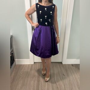 Jacques Azaguri (designer to Lady Di) Elegant Purple Velvet and Satin Dress